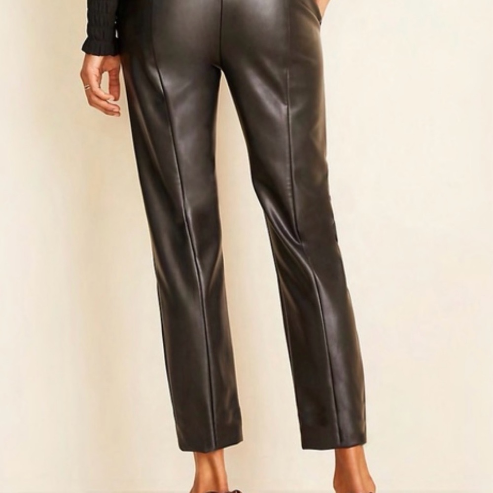 Ann Taylor Black Leather Cropped Pants